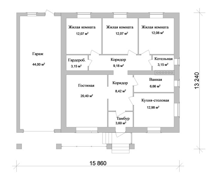 Проект дома 3 спальни и кухня гостиная с гардеробной и котельной